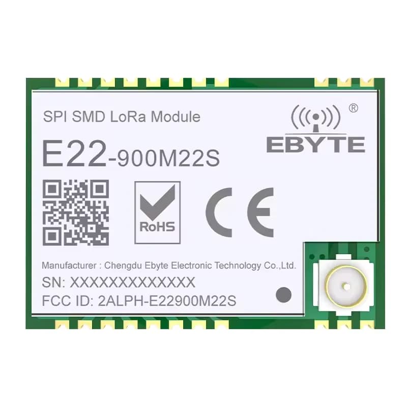 Transceptor LoRa SX1262 915MHz E22-900M22S 22dBm 7Km TCXO SMD | Módulo RF SPI Alta Sensibilidad -147dBm